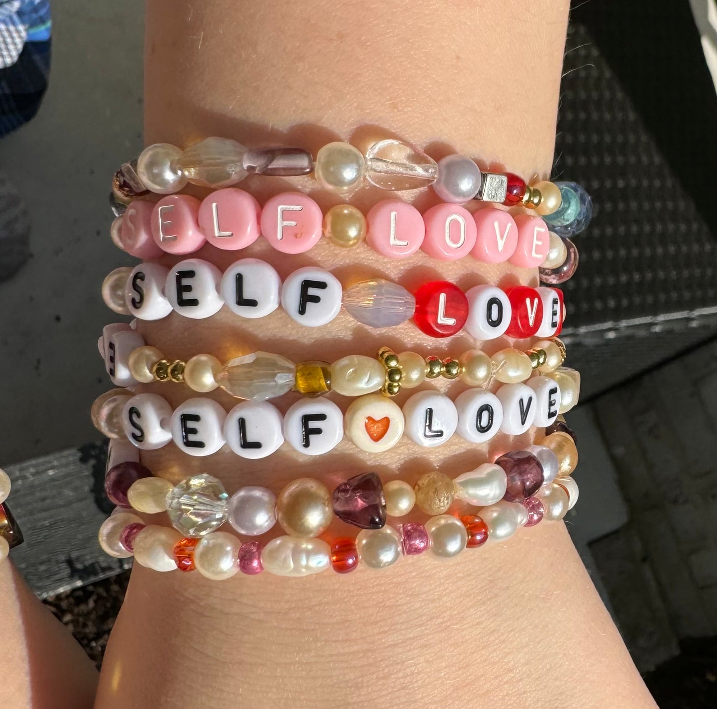 "Self Love" bracelets (hand made by brye)